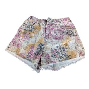 Anthropologie Pilcro‎ Medium Denim High Rise Scrunchie Shorts Floral